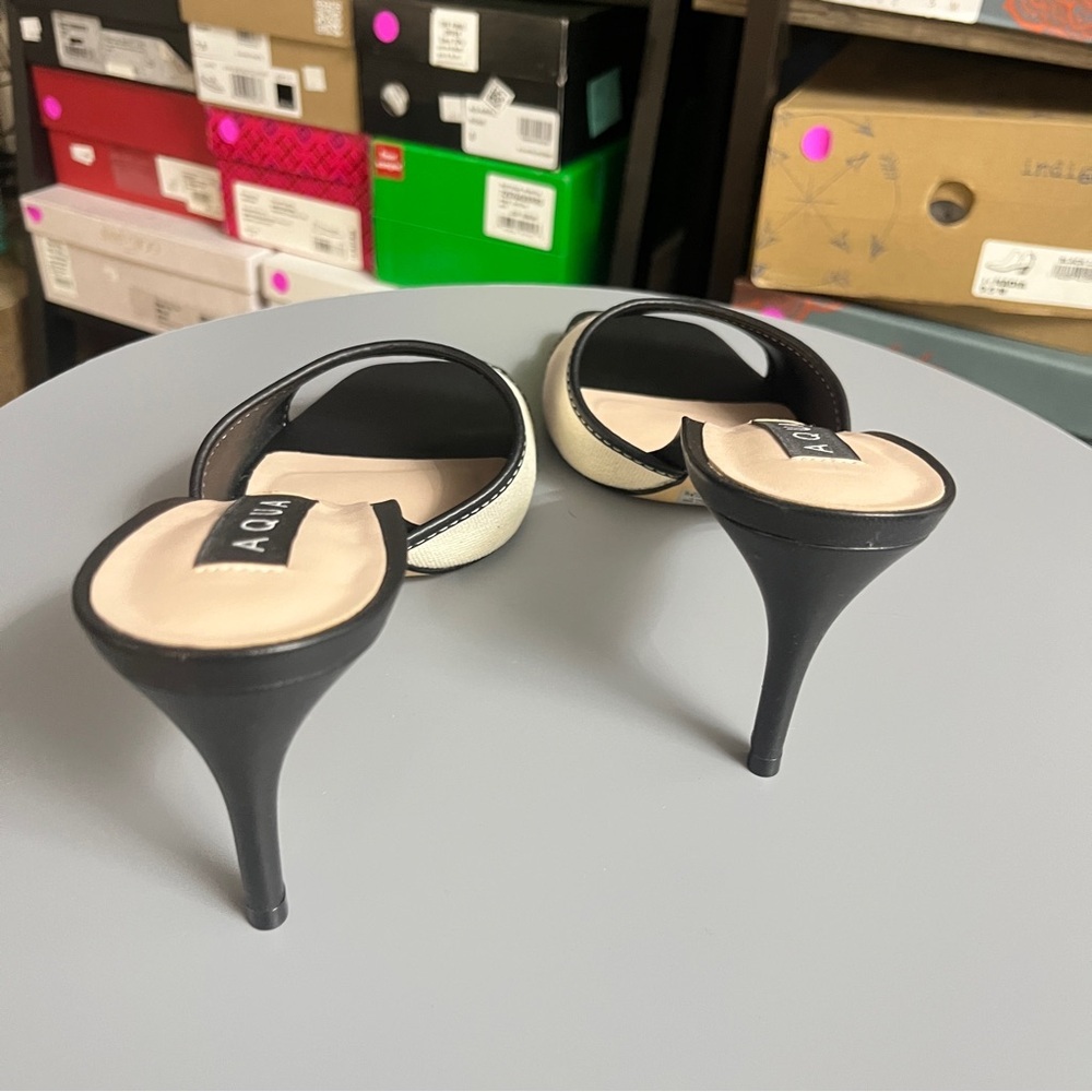 Aqua Black and Cream Sandalia Heeled Mules - Picture 7 of 11